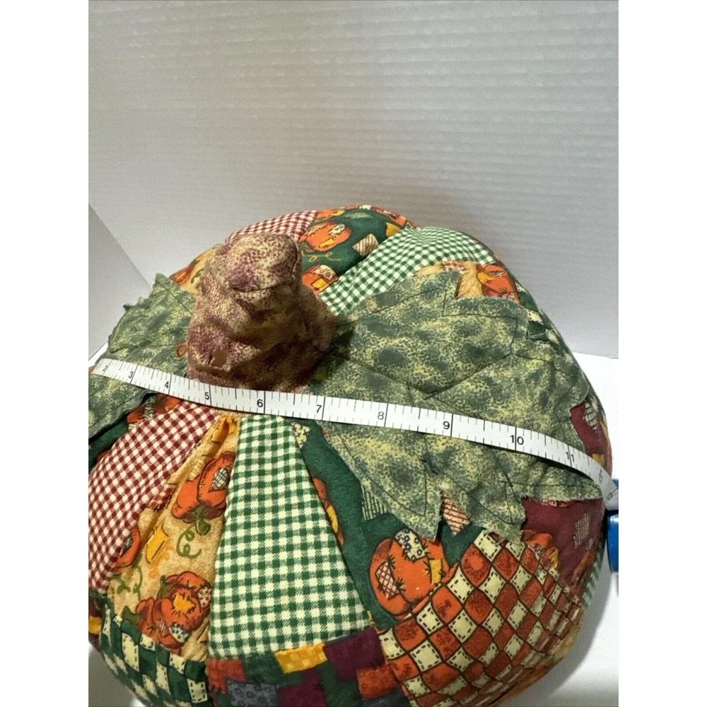 Vintage Handmade Patchwork Fabric Pumpkin Fall Harvest Decor Rustic Farmhouse